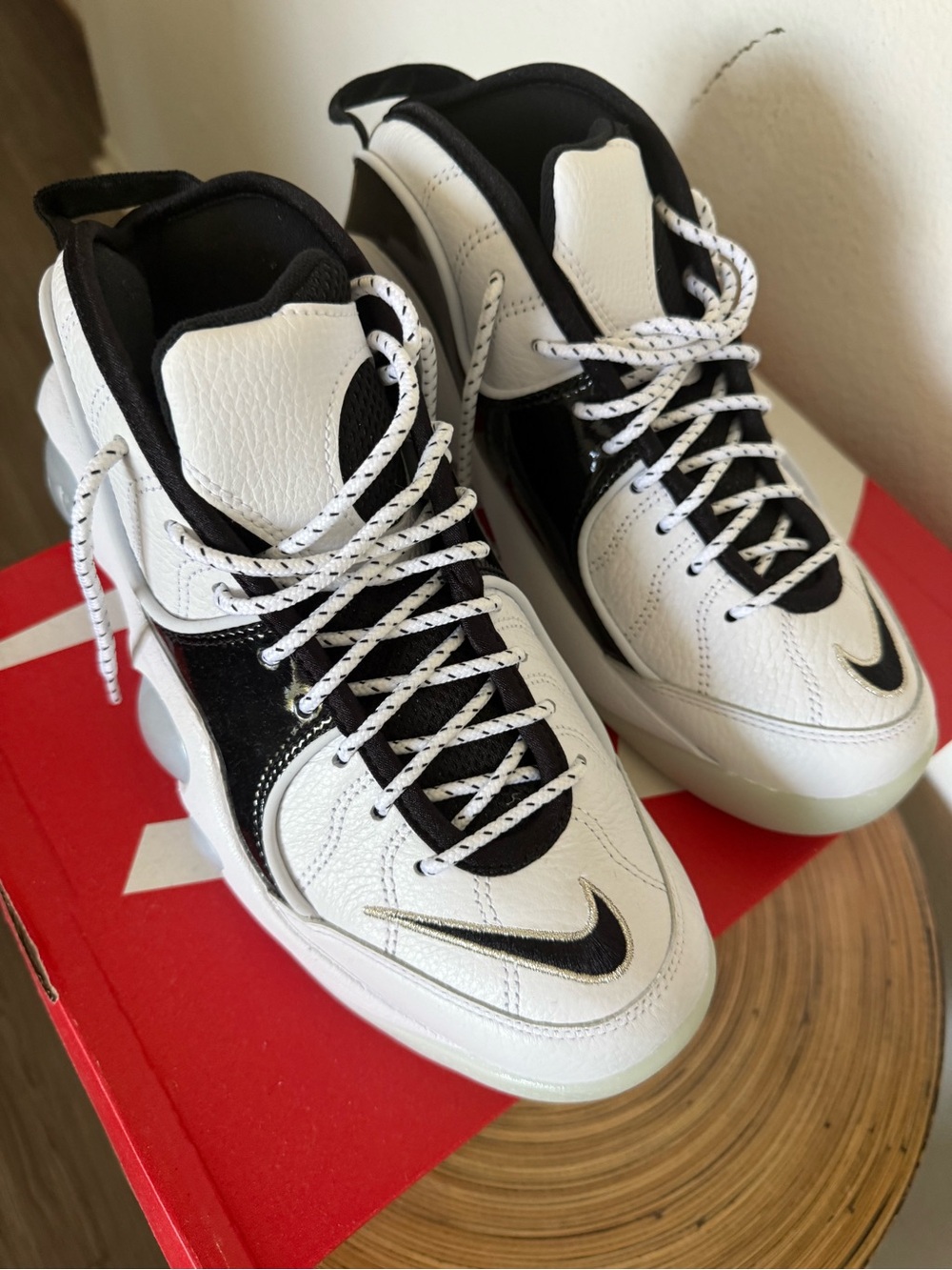 Nike Flight Men's White and Black High-Top Sneakers with Swoosh Accent